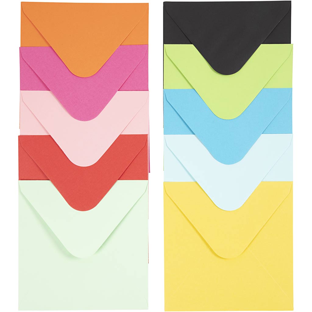 Värvilised ümbrikud, ümbriku suurus 16x16 cm, 80 g, erinevad värvid, 10x10 tk/ 1 pakend - Image 4