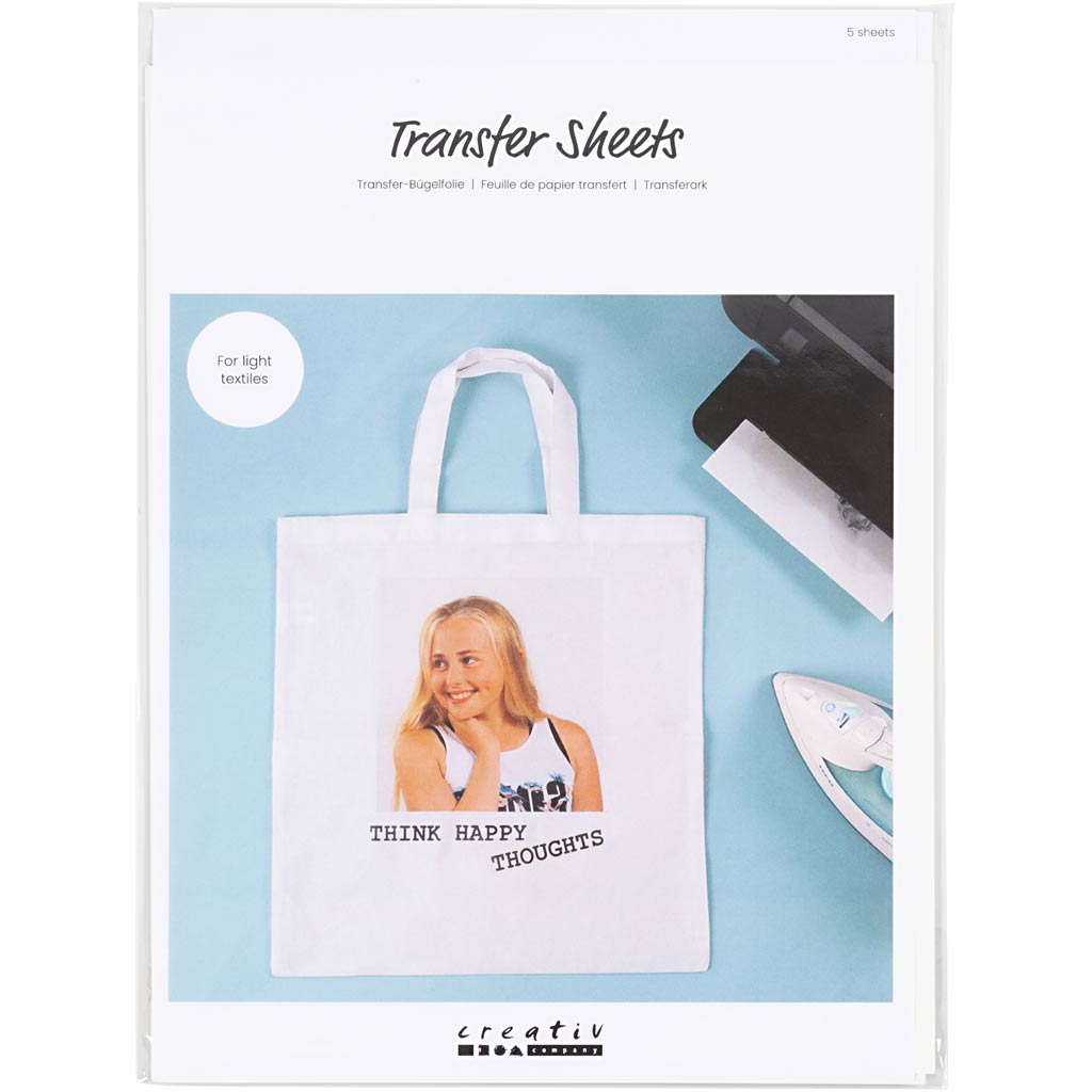 Transfer Sheet, leht 21,5x28 cm, heledatele tekstiilidele, läbipaistev, 5 lehte/ 1 pakk - Image 2
