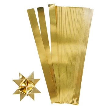Paberist tähtede ribad, L: 45 cm, W: 10 mm, diameeter. 4,5 cm, kuldne, 100 riba/ 1 pakk