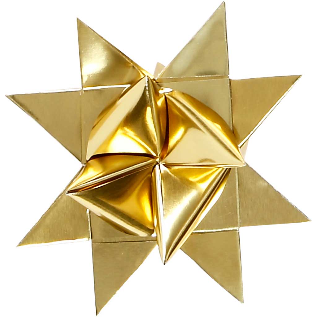 Paberist tähtede ribad, L: 45 cm, W: 10 mm, diameeter. 4,5 cm, kuldne, 100 riba/ 1 pakk - Pilt 4