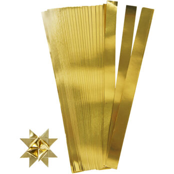 Paberist tähtede ribad, L: 73 cm, W: 25 mm, diameeter. 11,5 cm, kuldne, 100 riba/ 1 pakk