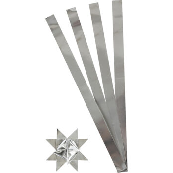 Paberist tähtede ribad, L: 73 cm, W: 25 mm, diameeter. 11,5 cm, hõbedane, 100 riba/ 1 pakk