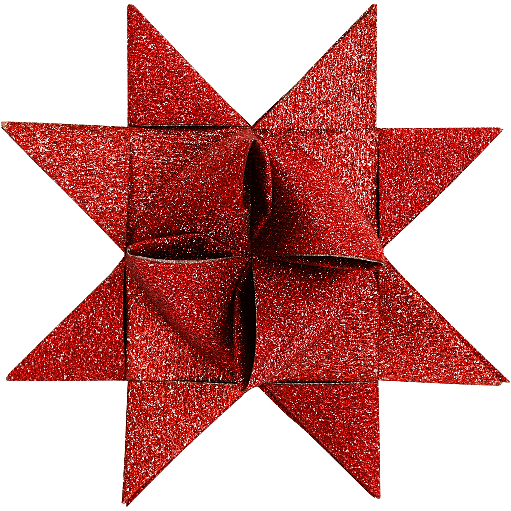 Paberist tähtede ribad, L: 44+78 cm, diameeter. 6,5+11,5 cm, W: 15+25 mm, glitter,lakk, punane, 40 riba/ 1 pakk. - Image 5