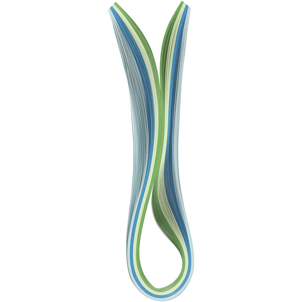 Quilling paberiribad, L: 78 cm, W: 5 mm, 120 g, sinine, roheline, laimiroheline, türkiissinine, 100 tk/ 1 pakend.