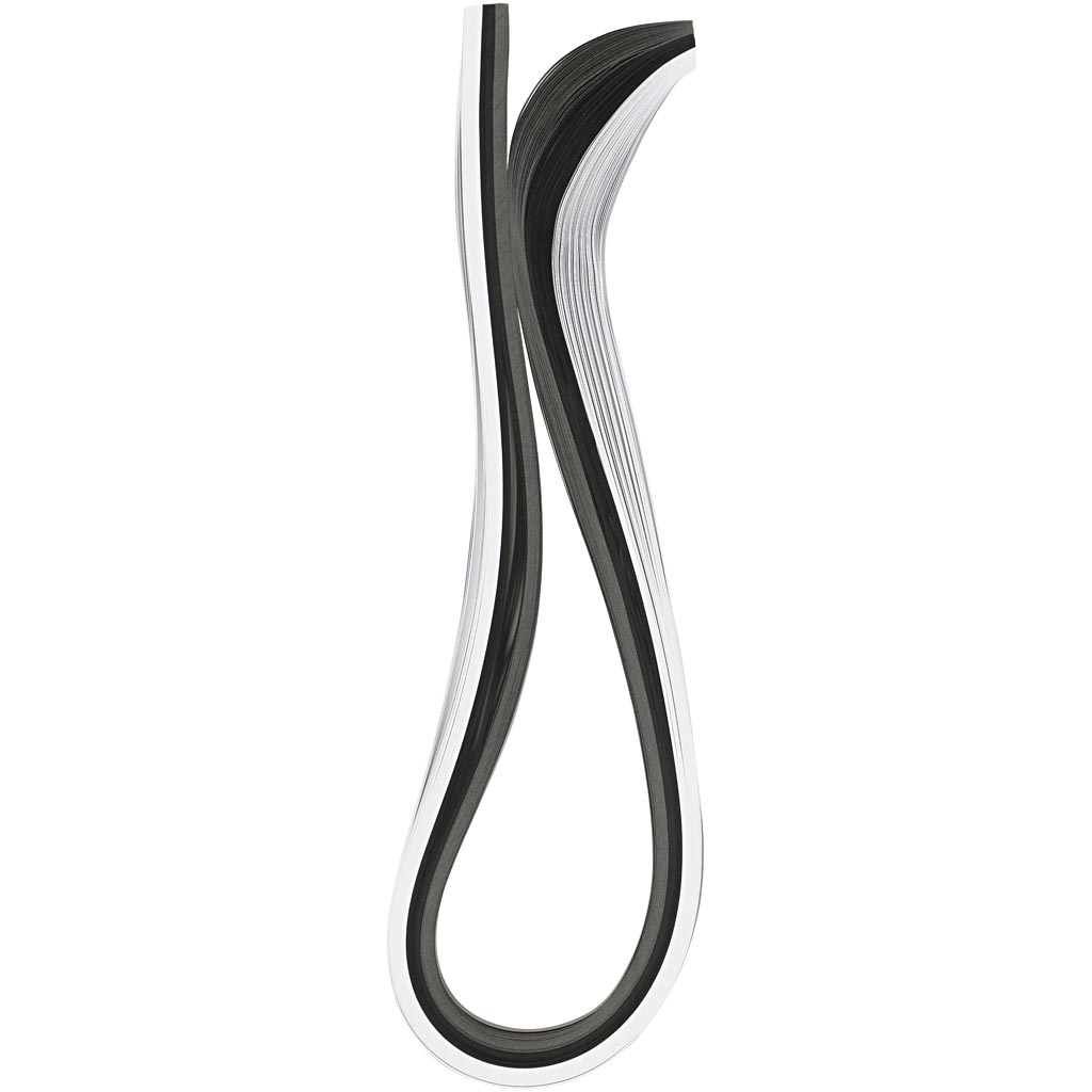 Quilling paberiribad, L: 78 cm, W: 5 mm, 120 g, must, hall, valge, 100 tk/ 1 pakk