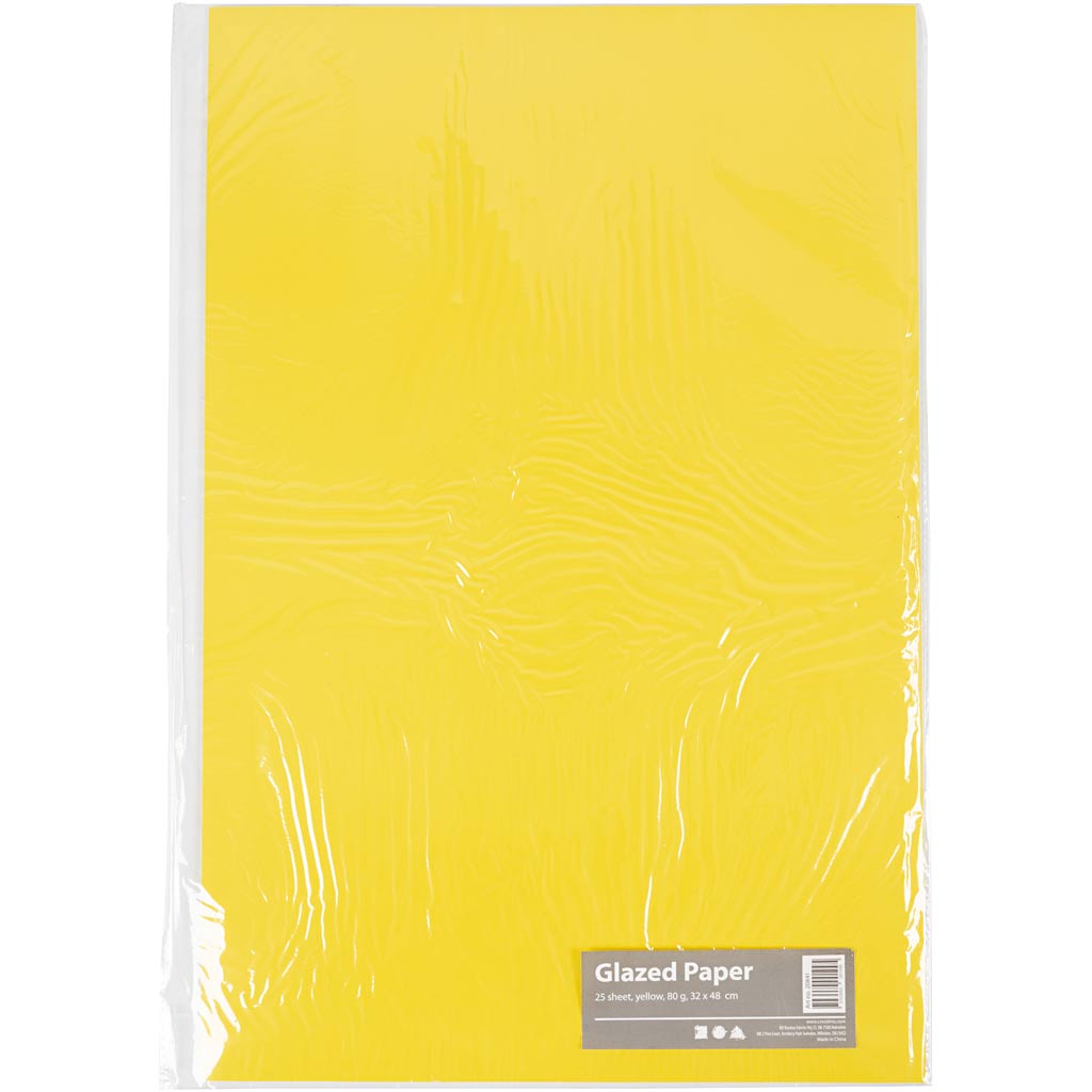 Glasuuritud paber, leht 32x48 cm, 80 g, kollane, 25 lehte/ 1 pakk - Image 2