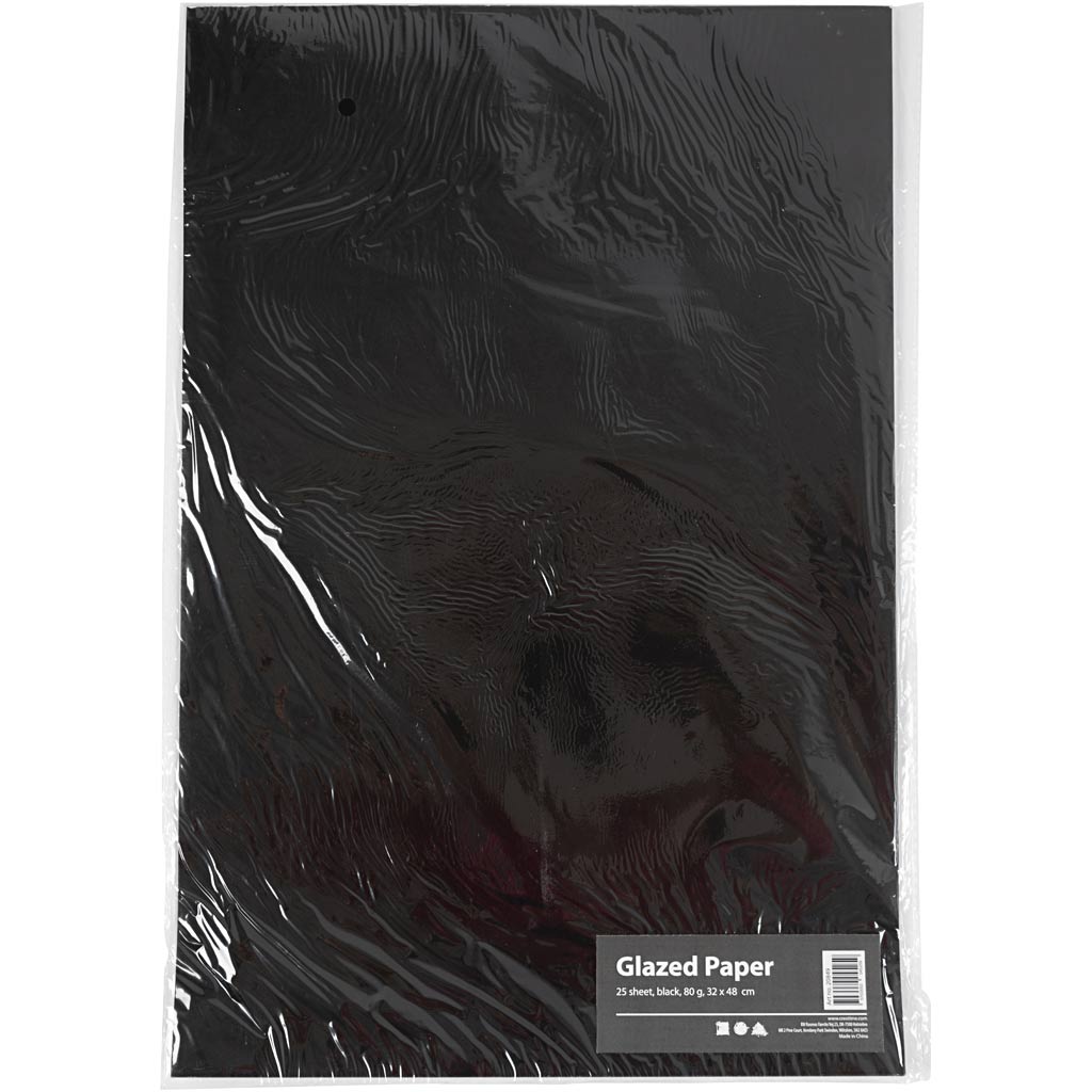 Glasuuritud paber, leht 32x48 cm, 80 g, must, 25 lehte/ 1 pakk - Image 2