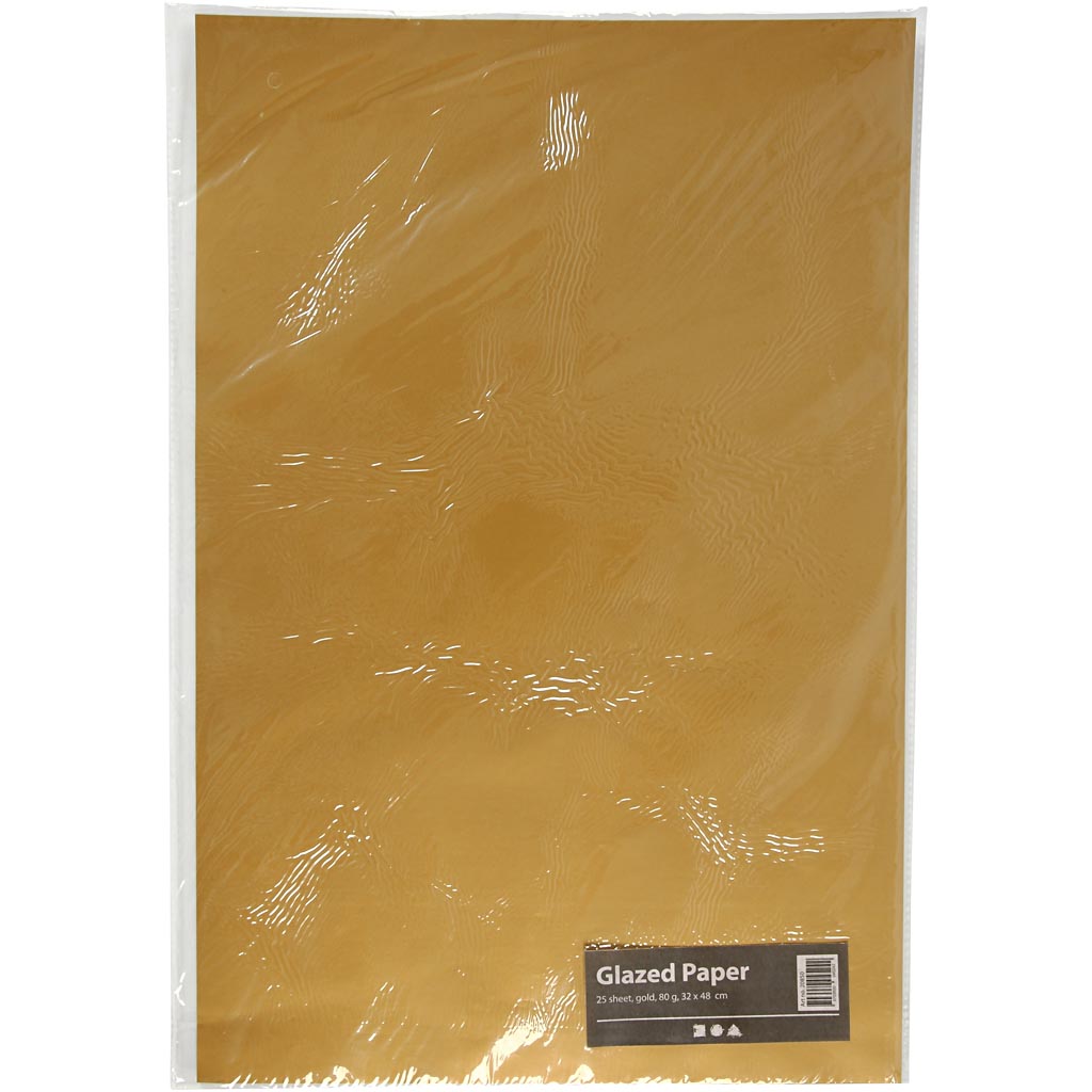 Glasuuritud paber, leht 32x48 cm, 80 g, kuldne, 25 lehte/ 1 pakk - Image 2