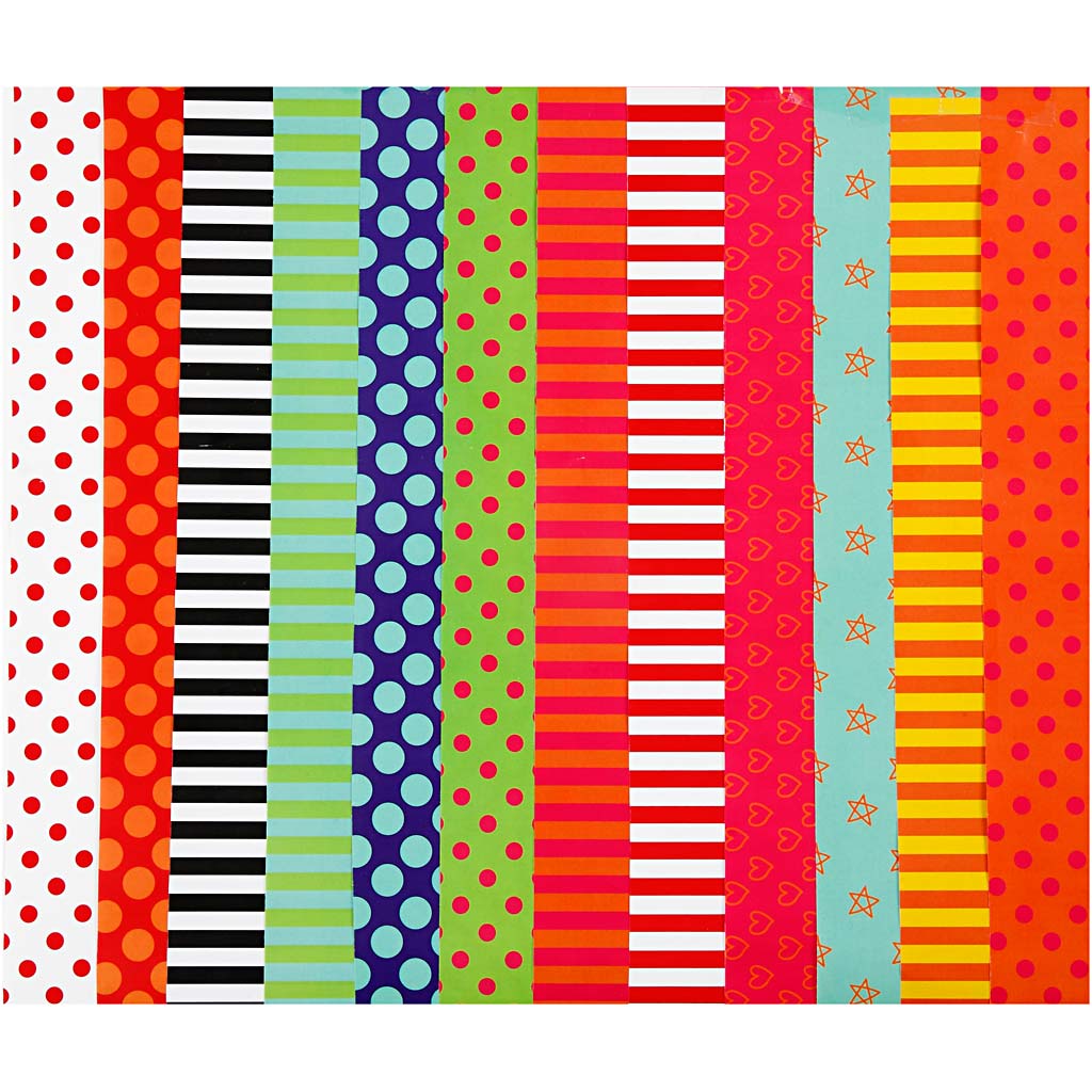 Glasuuritud paber, muster, leht 24x32 cm, 80 g, erinevad värvid, 50 ass-lehte/ 1 pakk