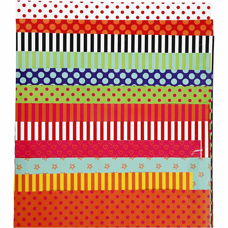 Glasuuritud paber, muster, leht 24x32 cm, 80 g, erinevad värvid, 50 ass-lehte/ 1 pakk - Image 8