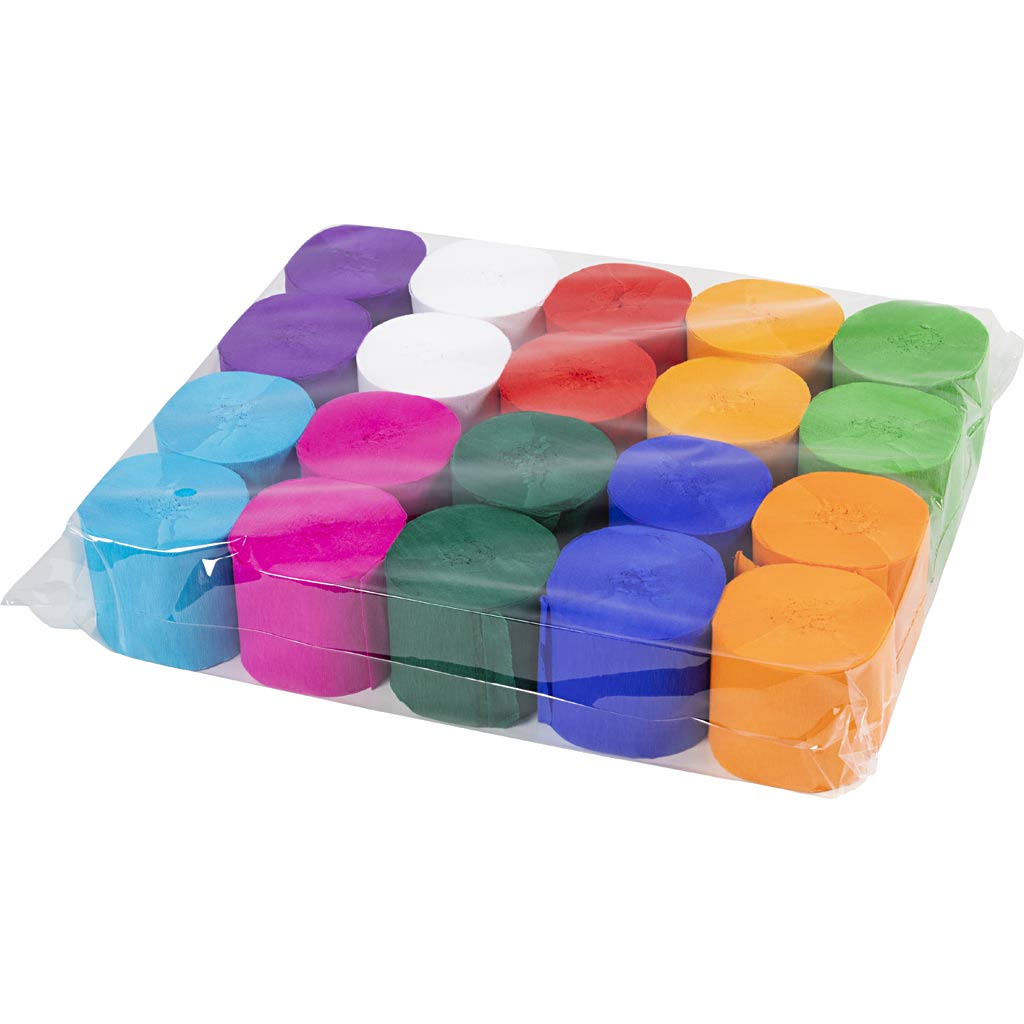 Krepppaberirullid, L: 20 M, L: 5 cm, 22 g, värvide valik, 20 rulli/ 1 pakk - Image 3