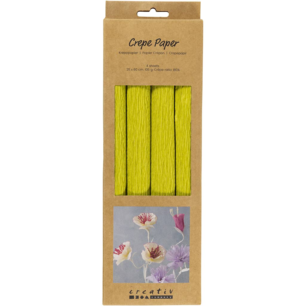 Krepppaber, leht 25x60 cm, kreppmaterjal: 180%, 105 g, heleroheline, 4 lehte/ 1 pakk - Image 2