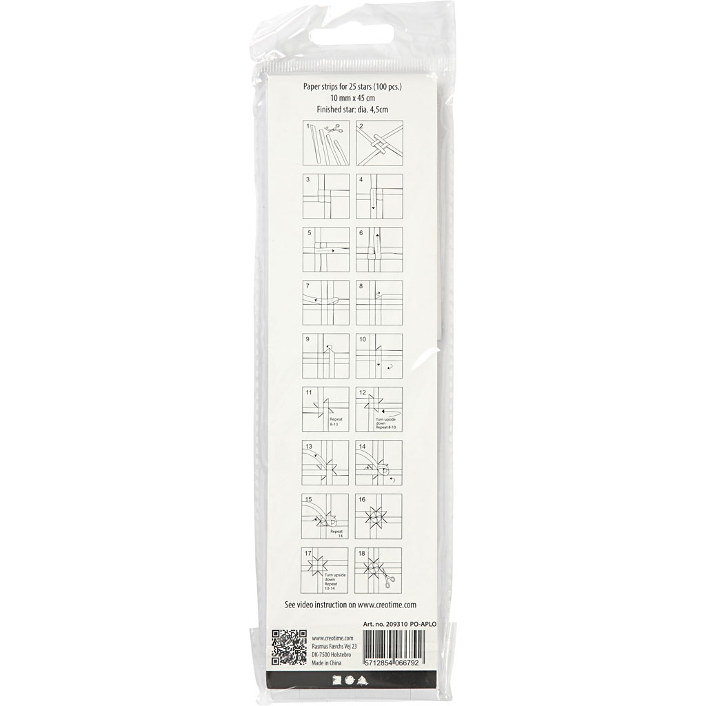 Paberist tähega ribad, L: 45 cm, W: 10 mm, diameeter. 4,5 cm, valge, 100 riba/ 1 pakk - Image 3