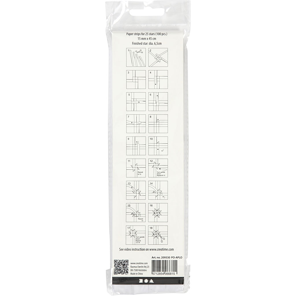 Paberist tähtede ribad, L: 45 cm, diameeter. 6,5 cm, laius: 15 mm, valge, 100 riba/ 1 pakk - Image 3