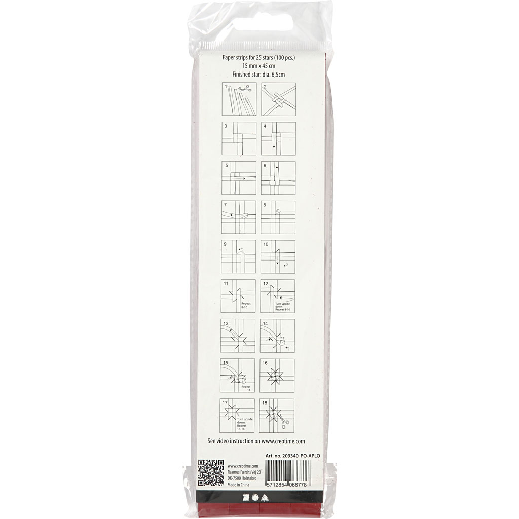 Paberist tähega ribad, L: 45 cm, W: 15 mm, diameeter. 6,5 cm, punane, 100 riba/ 1 pakk - Image 3