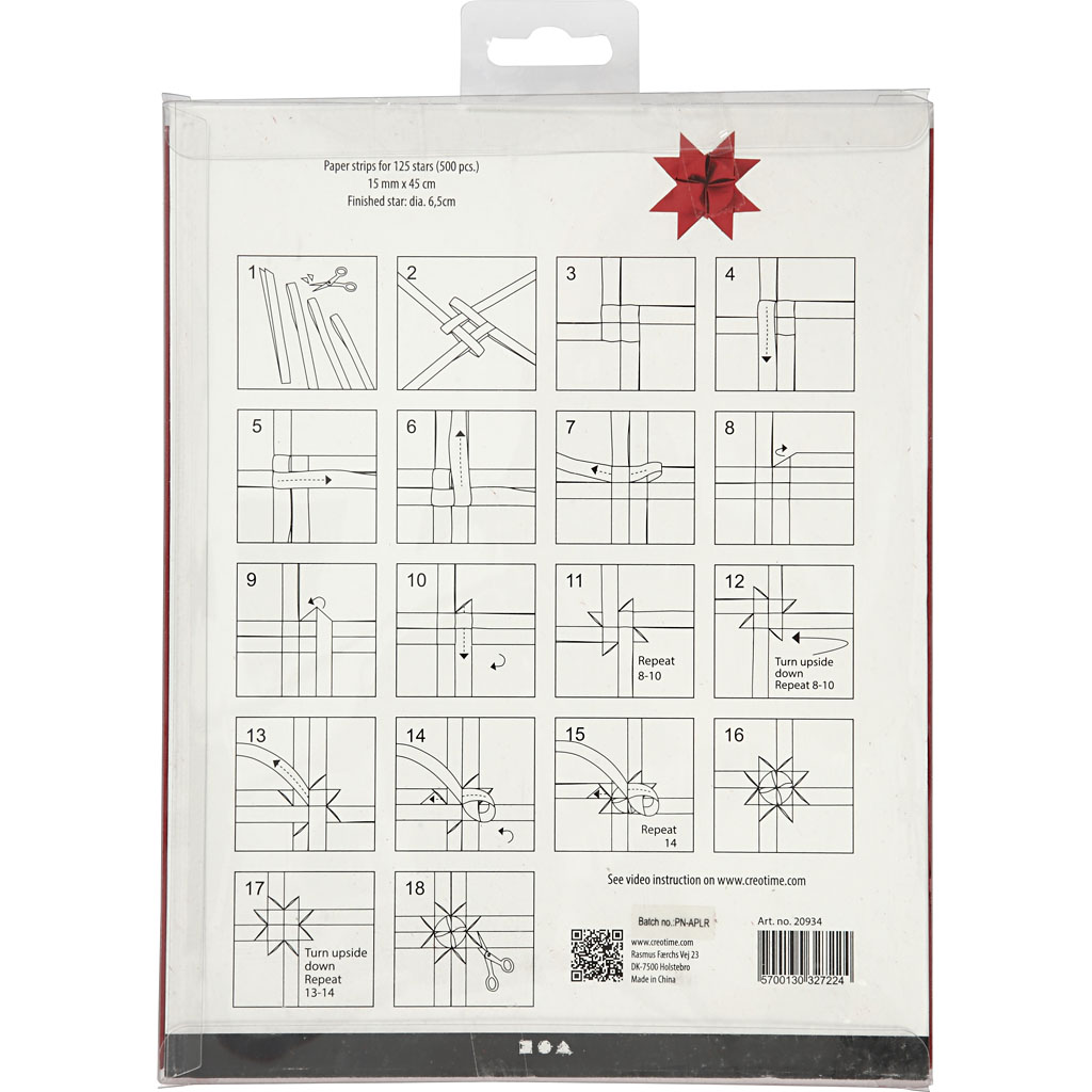 Paberist tähega ribad, L: 45 cm, W: 15 mm, diameeter. 6,5 cm, punane, 500 riba/ 1 pakk - Image 3