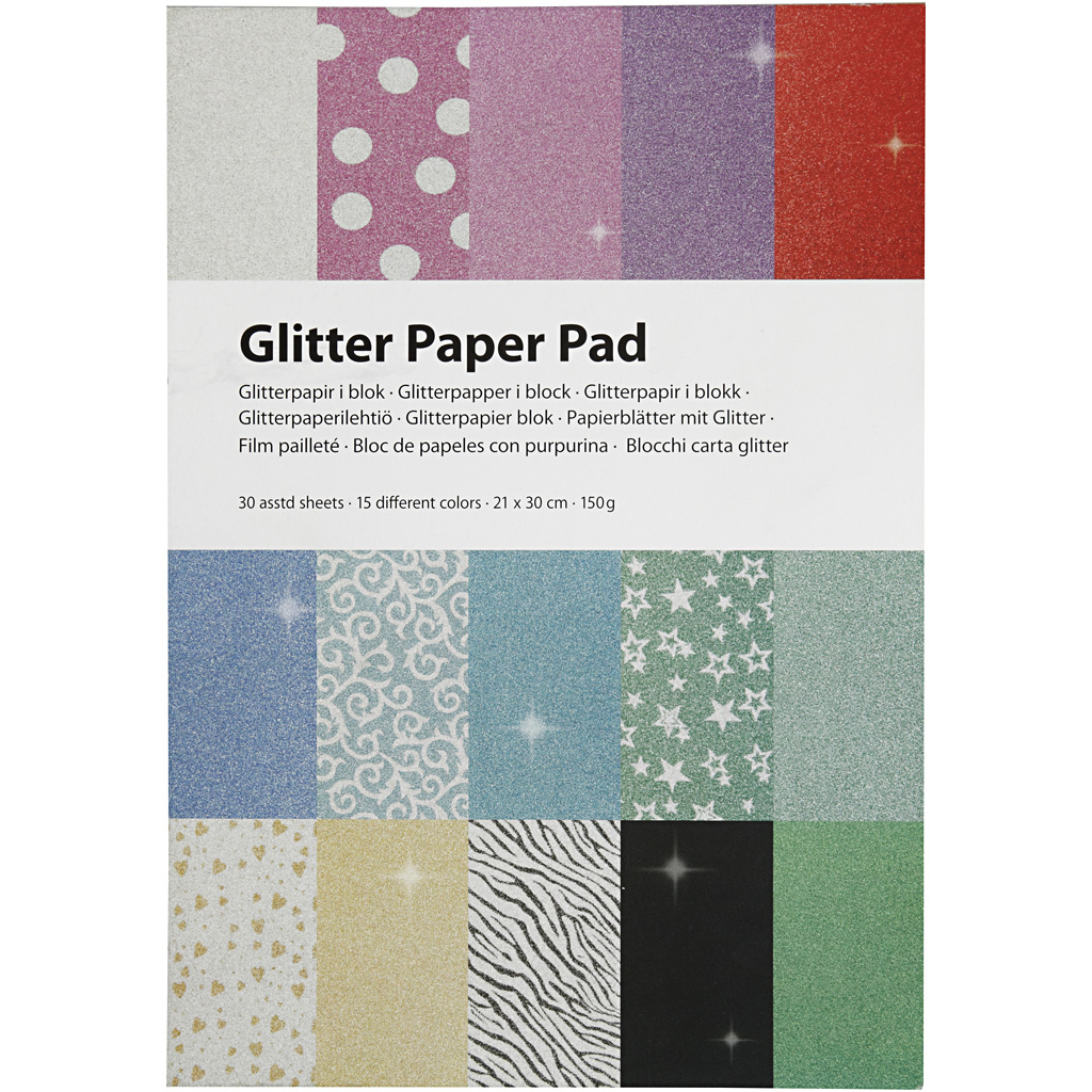 Glitter paberipadi, A4, leht 210x297 mm, 150 g, 30 lehte/ 1 tk - Image 2
