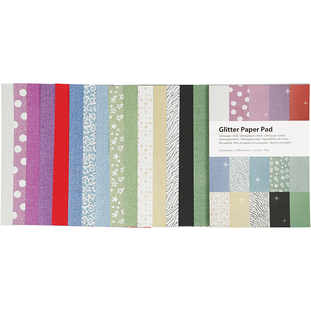 Glitter paberipadi, A4, leht 210x297 mm, 150 g, 30 lehte/ 1 tk - Image 4