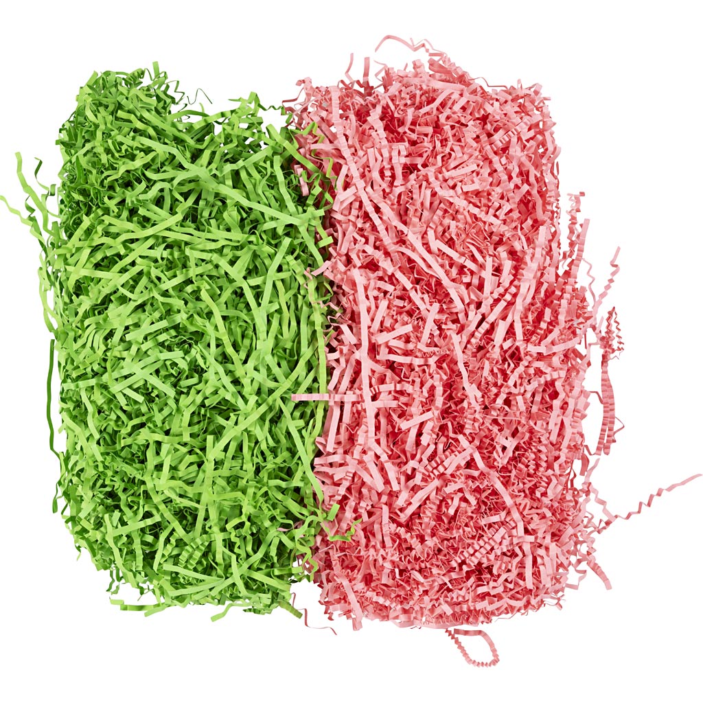 Kortsutatud paber, L: 25-30 cm, W: 3 mm, tumeroheline, roosa, 2x50 g/ 1 pakk