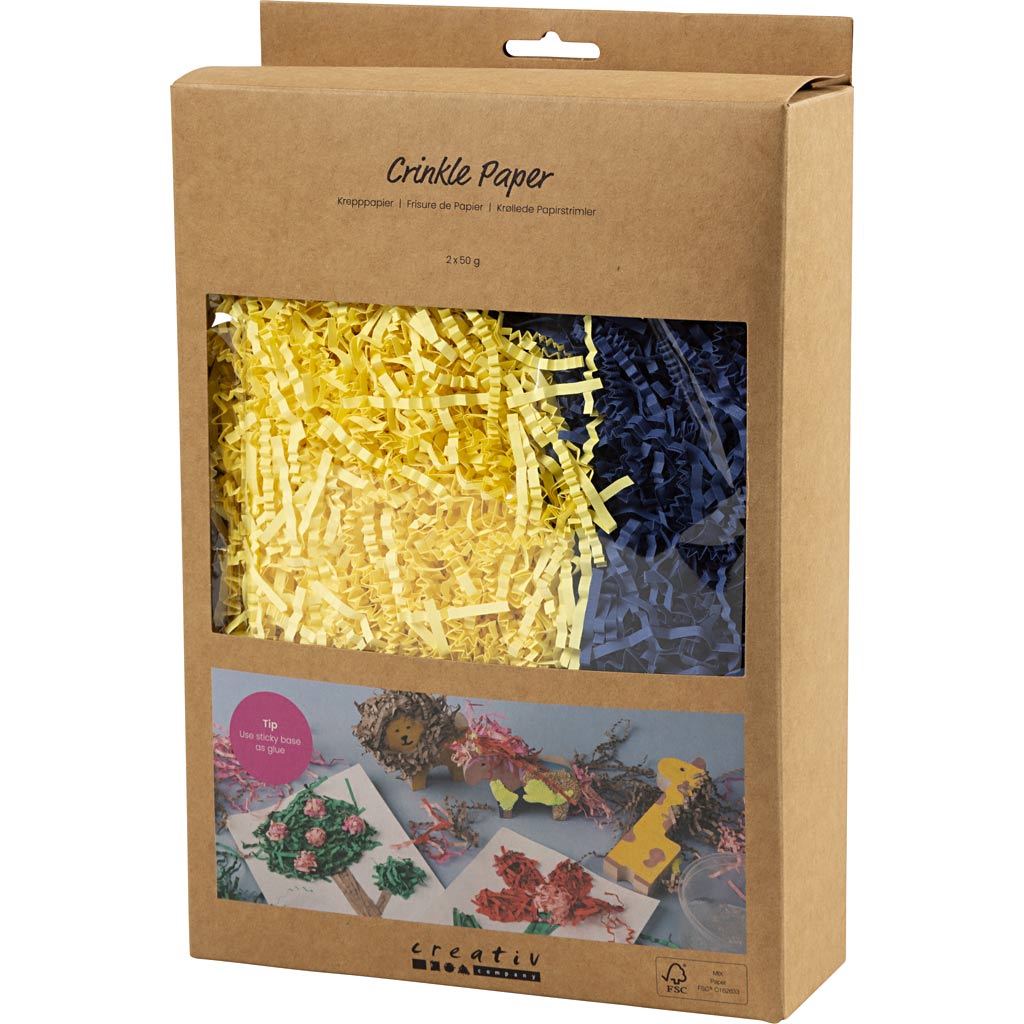 Kortsutatud paber, L: 25-30 cm, W: 3 mm, tumesinine, kollane, 2x50 g/ 1 pakk - Image 4