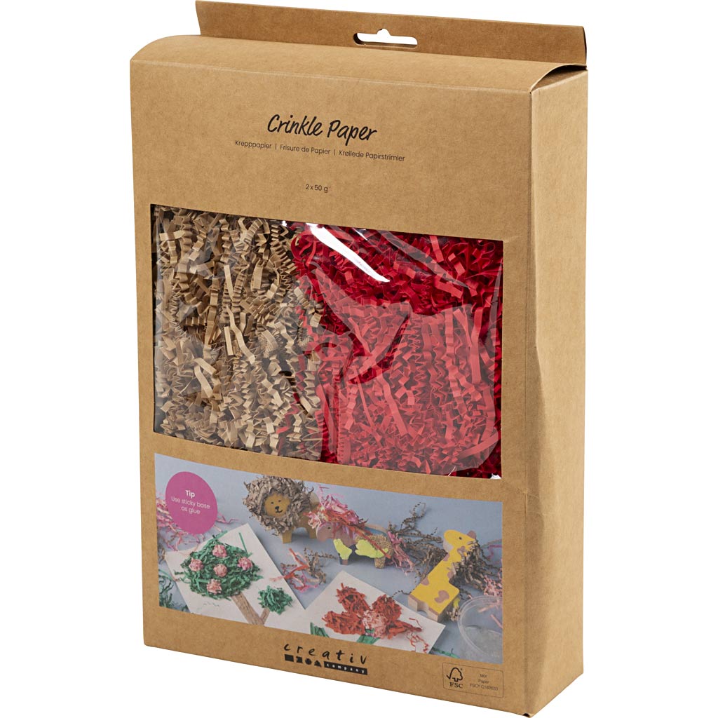 Kortsutatud paber, L: 25-30 cm, W: 3 mm, pruun, punane, 2x50 g/ 1 pakk - Image 4