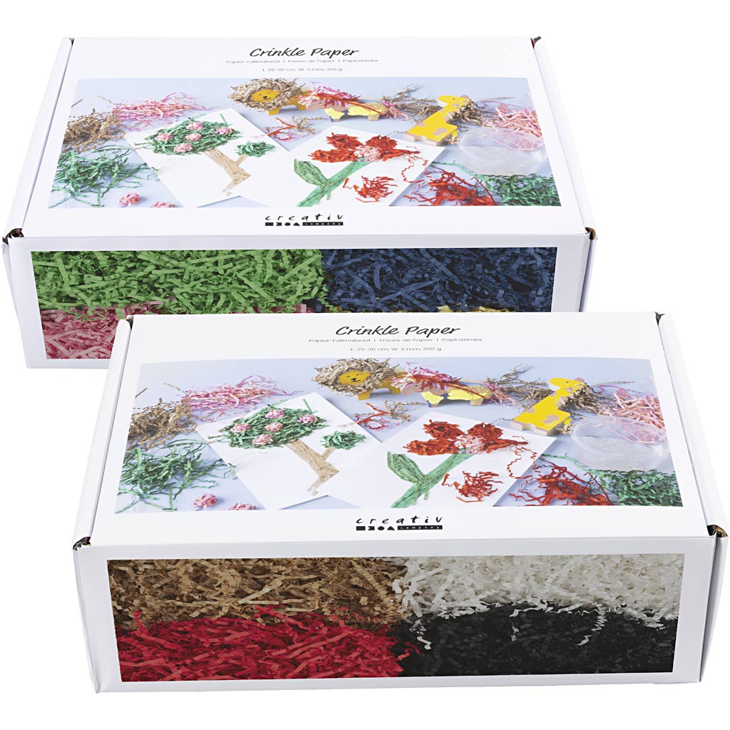 Kortsutatud paber, L: 25-30 cm, W: 3 mm, värvide valik, 8x50 g/ 1 pakk