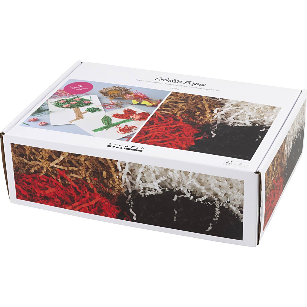 Kortsutatud paber, L: 25-30 cm, W: 3 mm, must, pruun, punane, valge, 4x50 g/ 1 pakk - Image 4