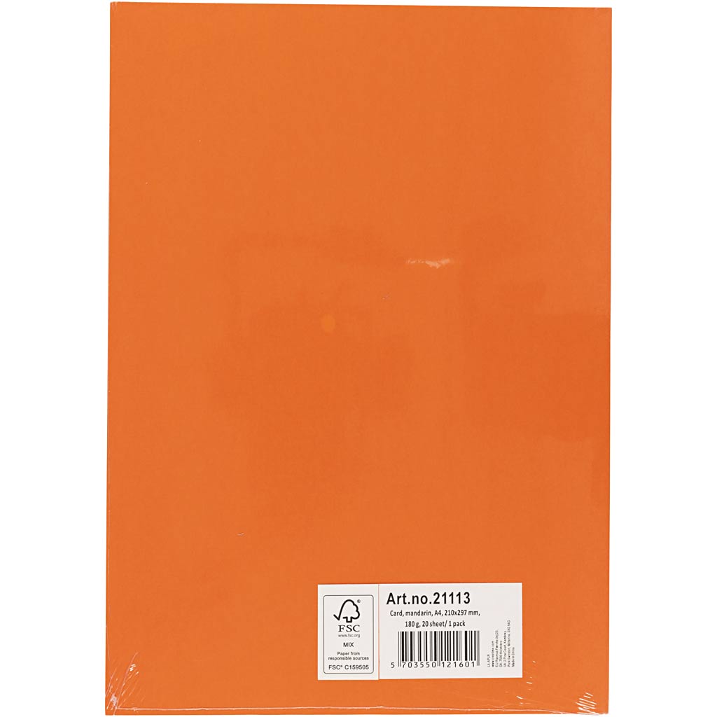 Kaardipaber, A4, leht 210x297 mm, 180 g, oranž, 20 lehte/ 1 pakk - Image 2