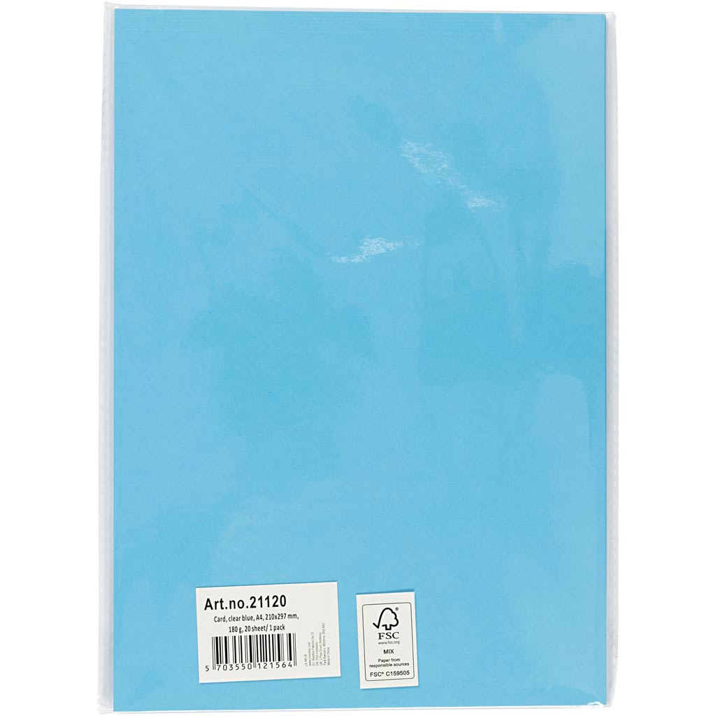 Kaardipaber, A4, leht 210x297 mm, 180 g, sinine, 20 lehte/ 1 pakk - Image 2