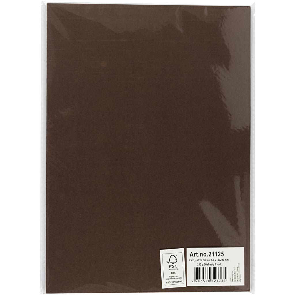 Kaardipaber, A4, leht 210x297 mm, 180 g, tumepruun, 20 lehte/ 1 pakk - Image 2