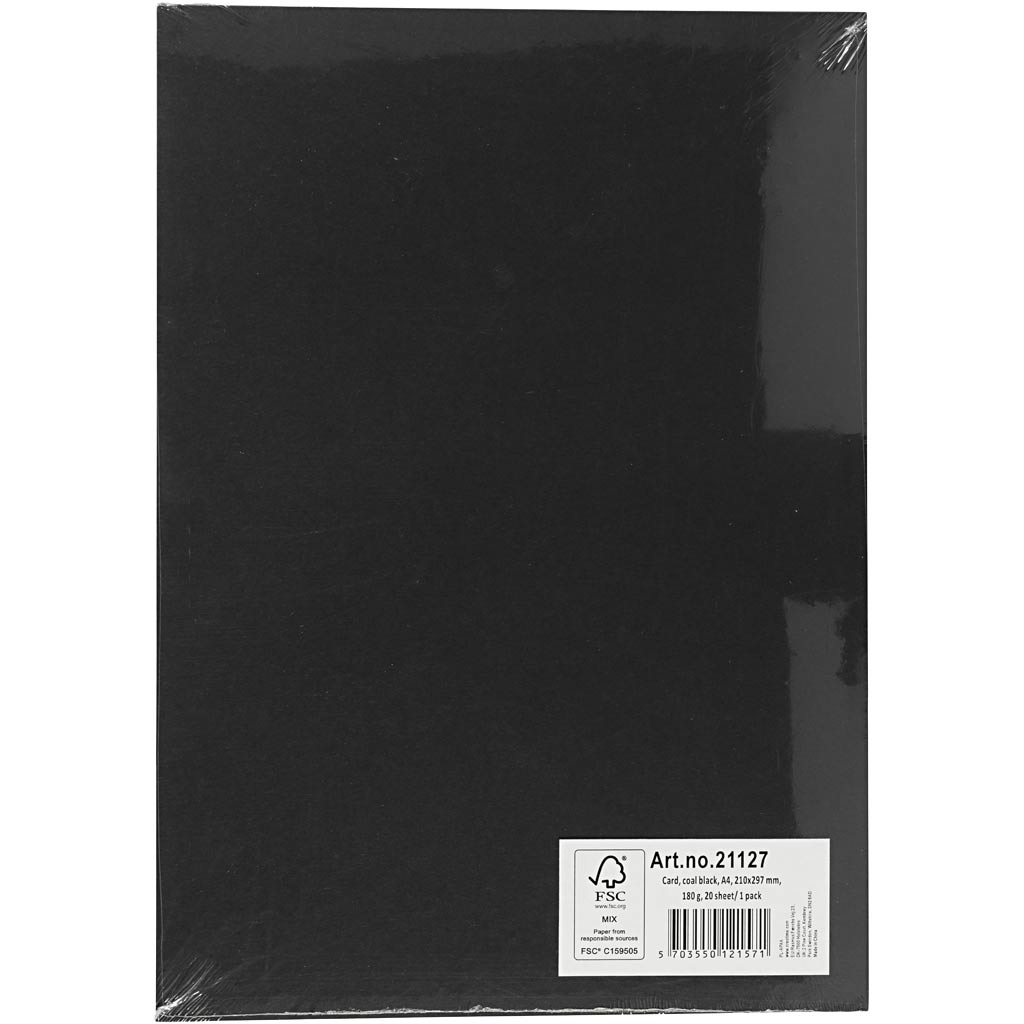 Kaardipaber, A4, leht 210x297 mm, 180 g, must, 20 lehte/ 1 pakk - Image 2