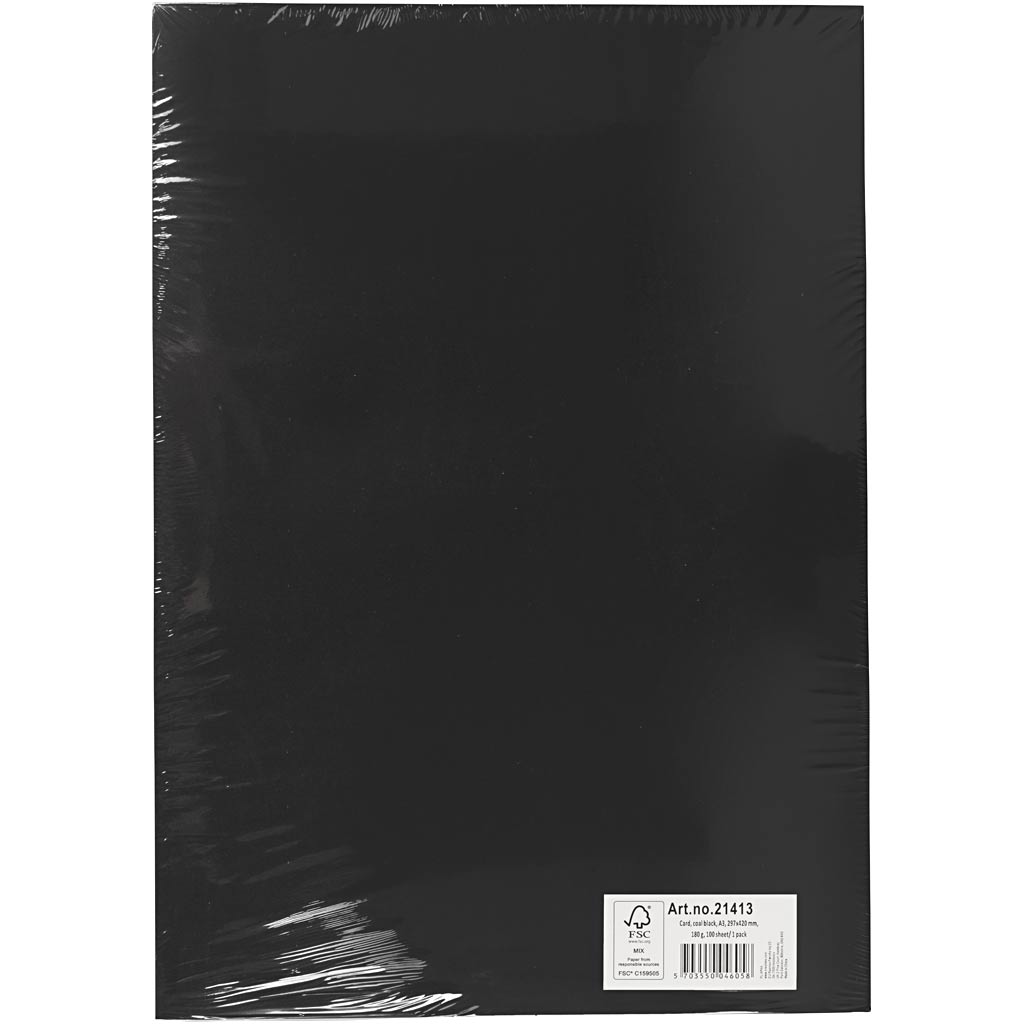 Kaardipaber, A3, leht 297x420 mm, 180 g, must, 100 lehte/ 1 pakk - Image 3
