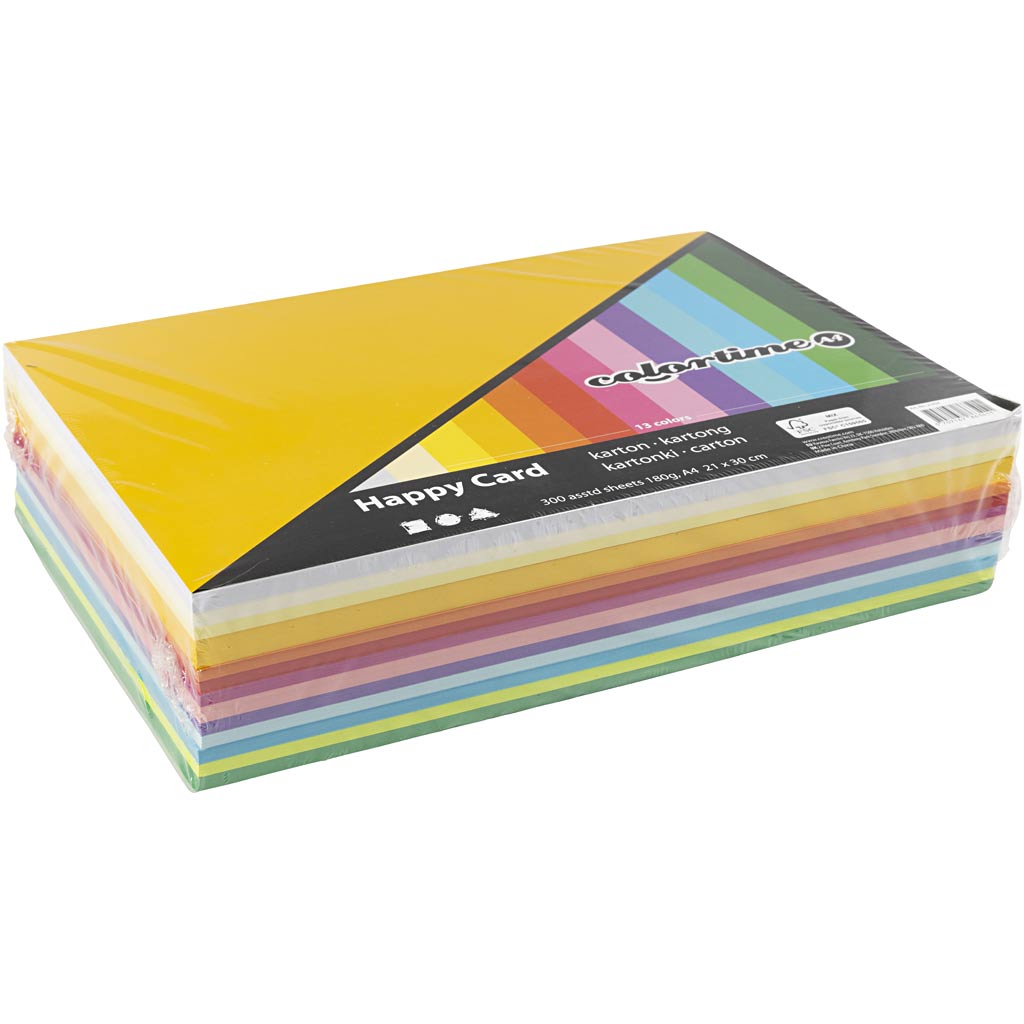 Kevadkartong, A4, leht 210x297 mm, 180 g, värviline sortiment, 300 ass-lehte/ 1 pakk - Image 2