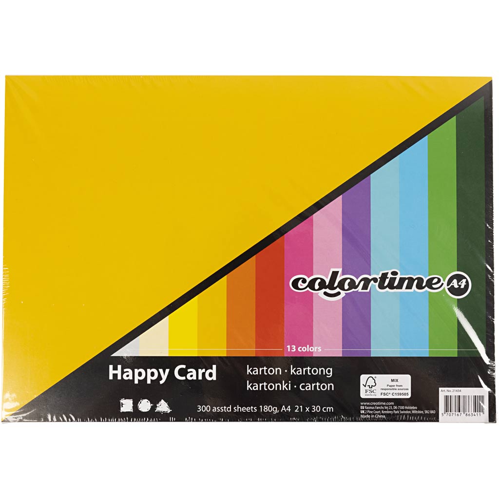 Kevadkartong, A4, leht 210x297 mm, 180 g, värviline sortiment, 300 ass-lehte/ 1 pakk - Image 3