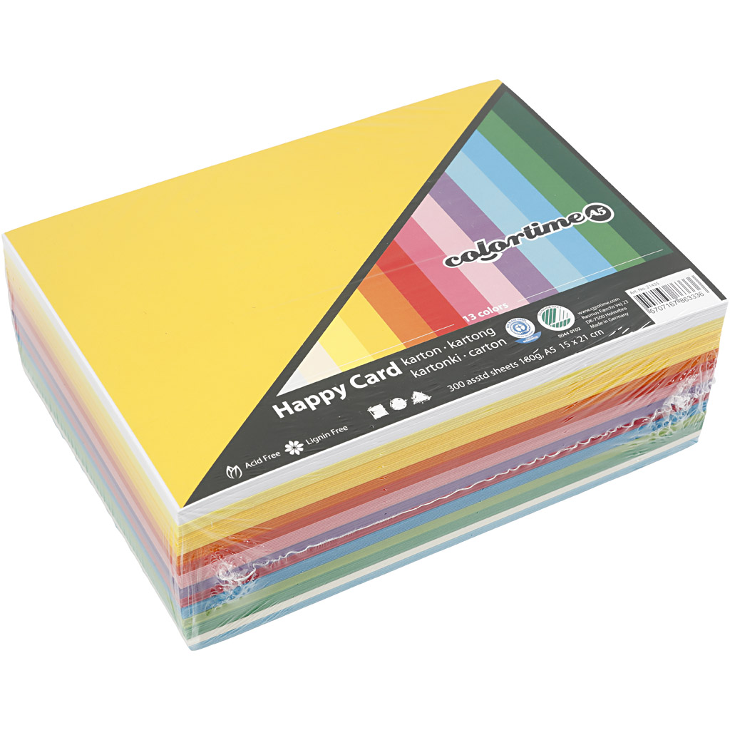 Kevadkartong, A5, leht 148x210 mm, 180 g, värviline sortiment, 300 ass-lehte/ 1 pakk - Image 2