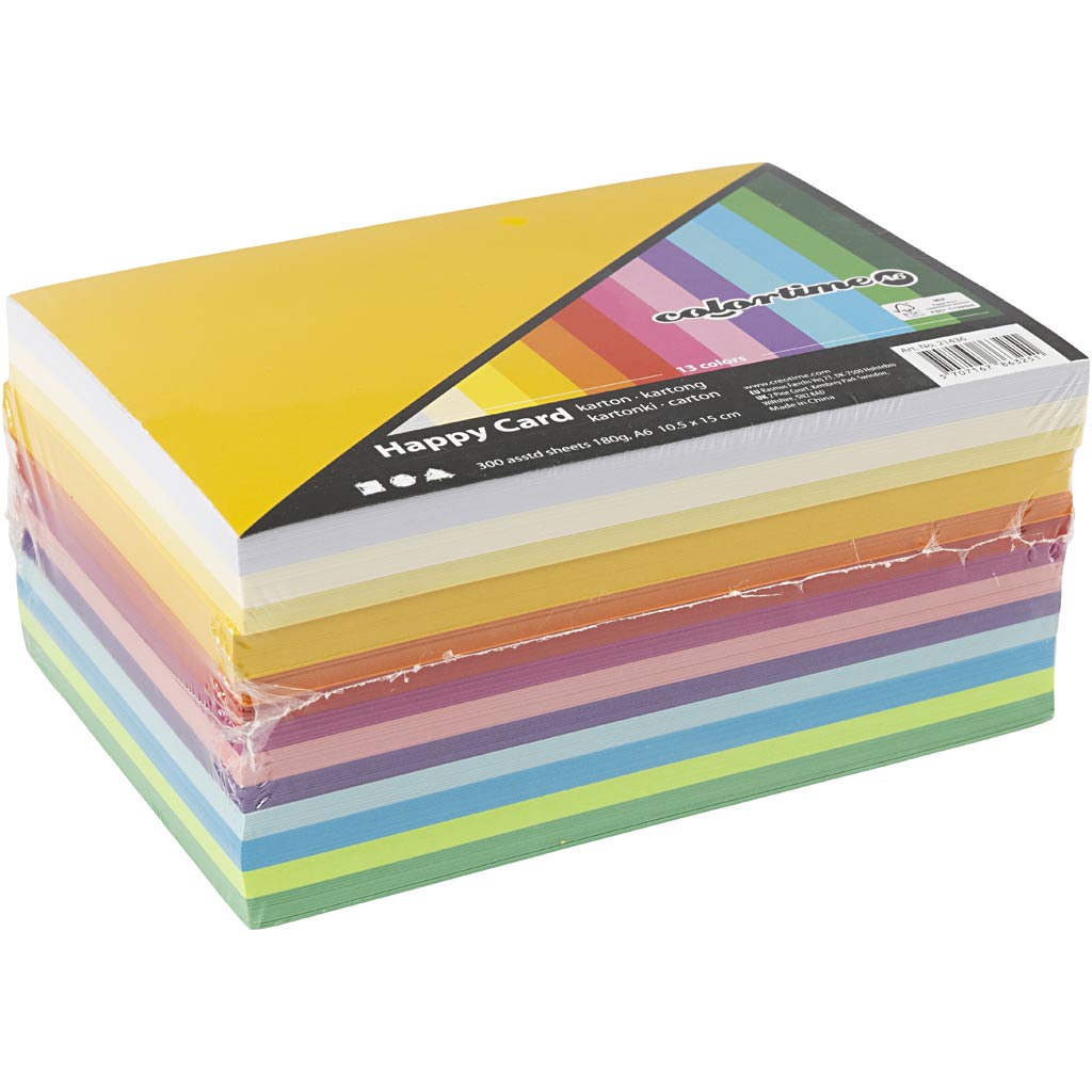 Kevadkartong, A6, leht 105x148 mm, 180 g, värviline sortiment, 300 ass-lehte/ 1 pakk - Image 2
