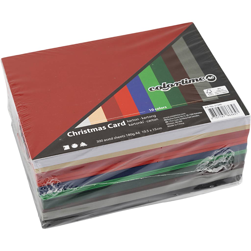 Jõulukaart, A6, leht 105x148 mm, 180 g, erinevad värvid, 300 ass-lehte/ 1 pakk - Image 2