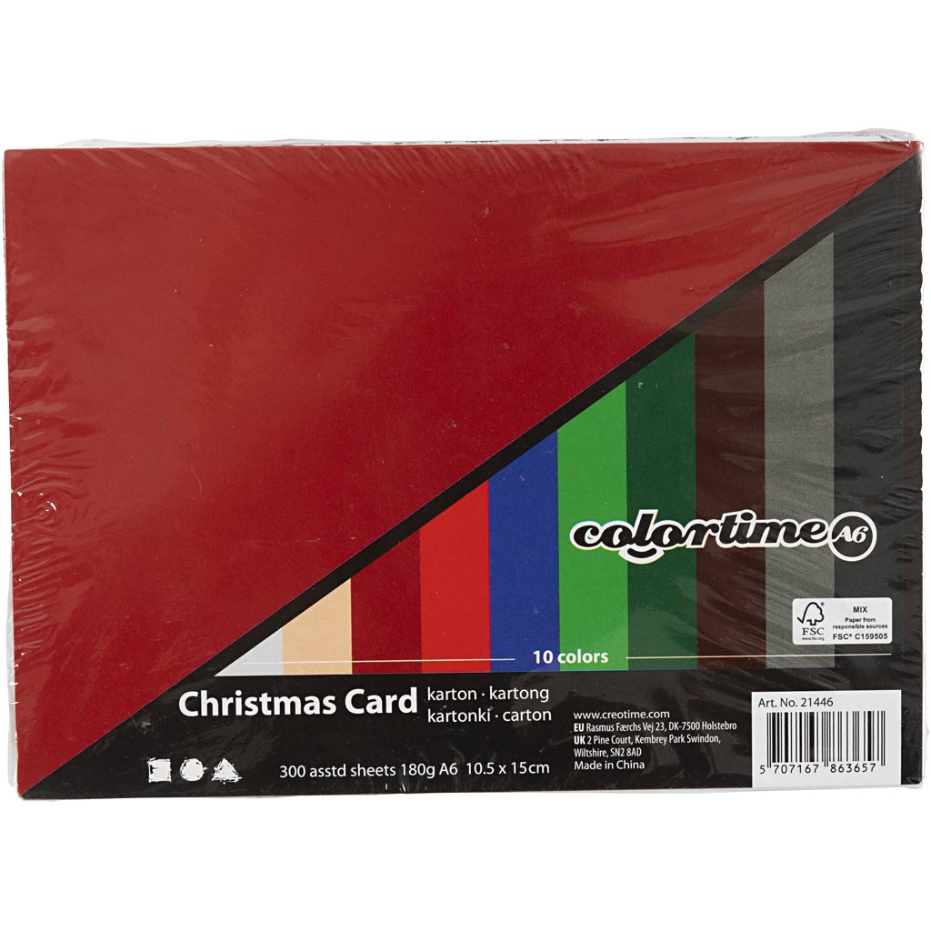 Jõulukaart, A6, leht 105x148 mm, 180 g, erinevad värvid, 300 ass-lehte/ 1 pakk - Image 3