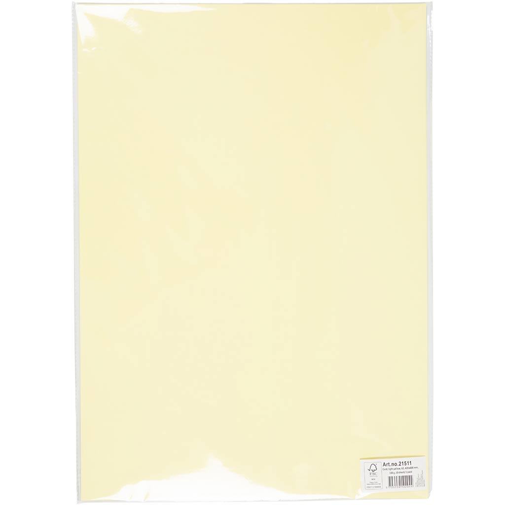 Kaardipaber, A2, leht 420x594 mm, 180 g, helekollane, 10 lehte/ 1 pakk - Image 2