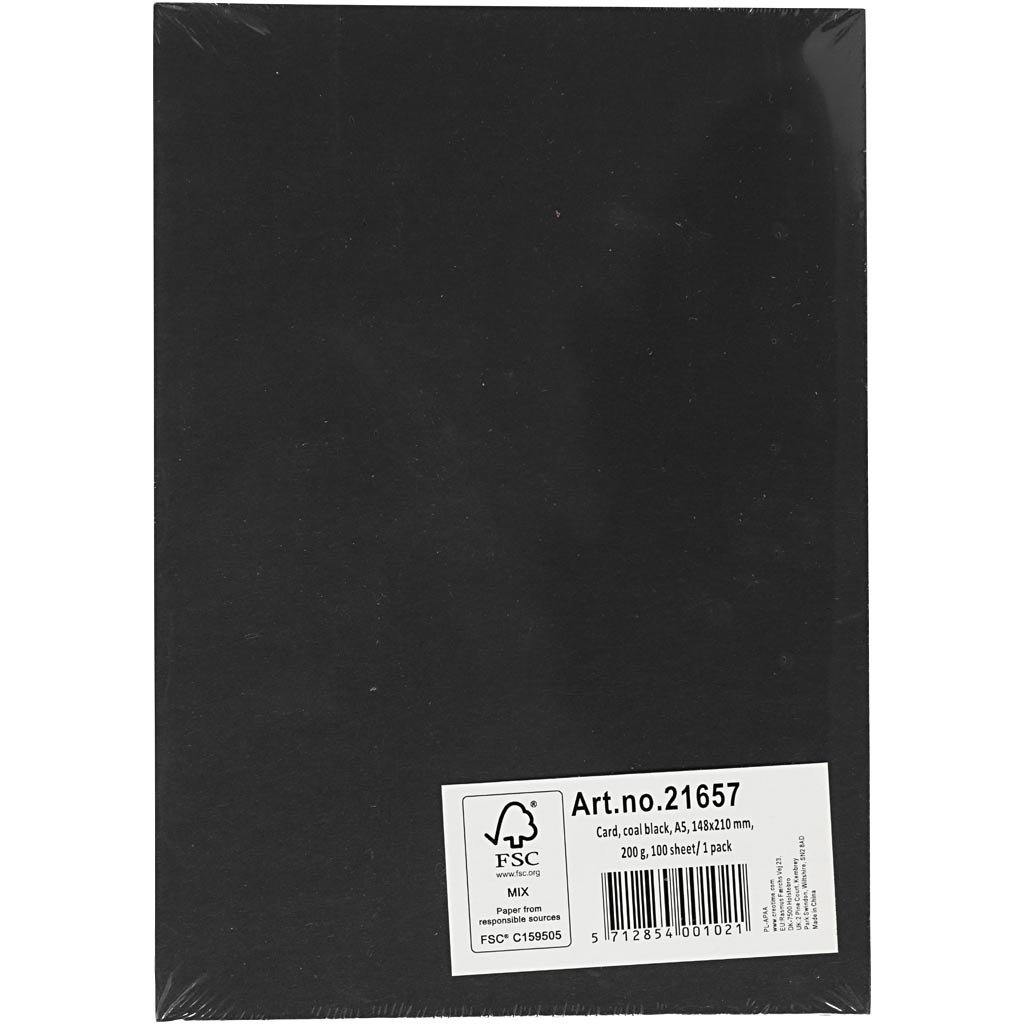 Kaart, A5, leht 148x210 mm, 200 g, must, 100 lehte/ 1 pakk - Image 3
