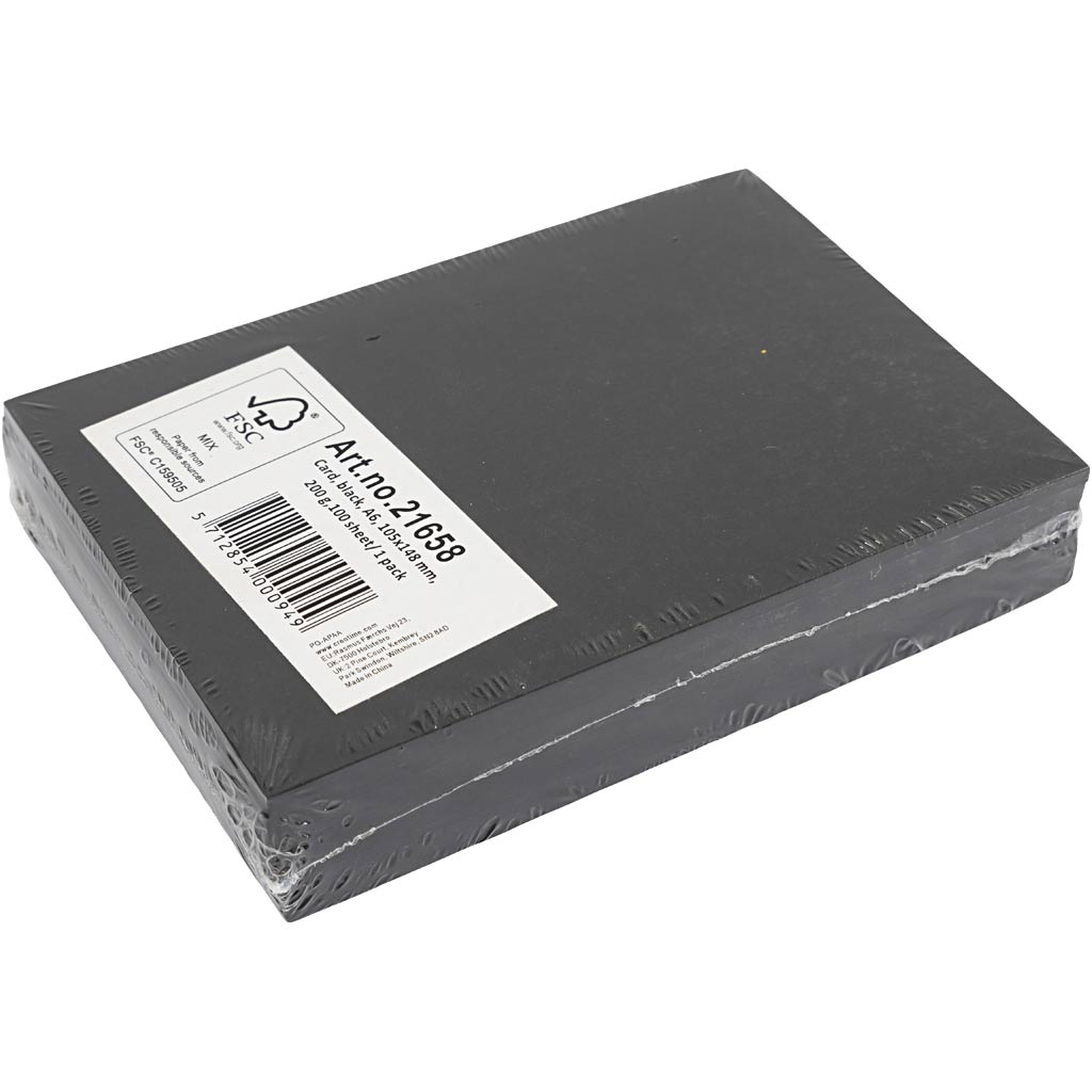 Kaart, A6, leht 105x148 mm, 200 g, must, 100 lehte/ 1 pakk - Image 2