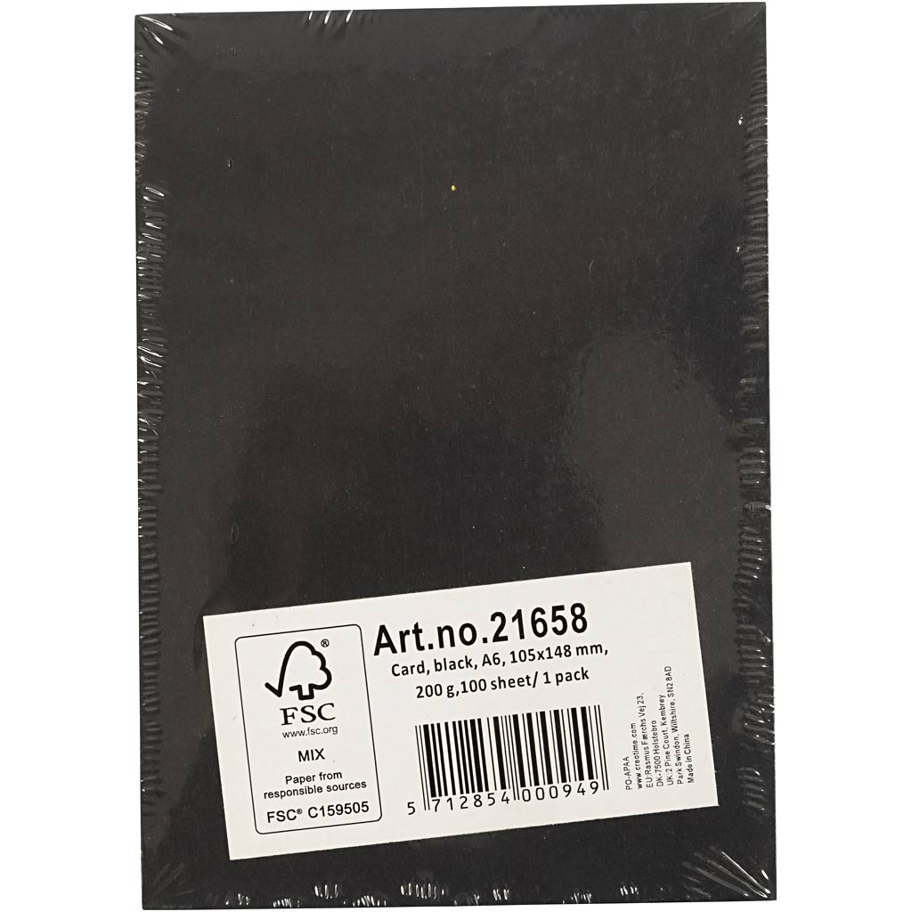 Kaart, A6, leht 105x148 mm, 200 g, must, 100 lehte/ 1 pakk - Image 3