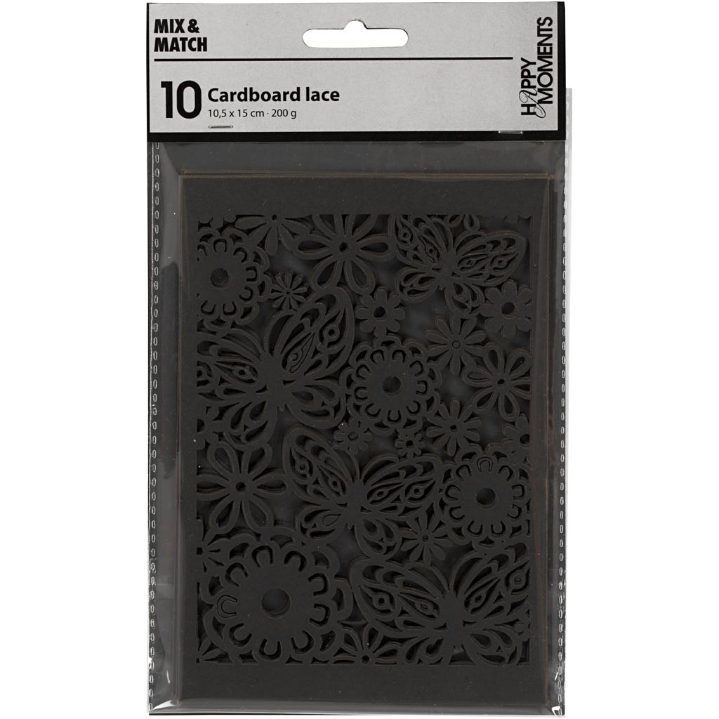 Pitsmustriline papp, leht 10,5x15 cm, 200 g, must, 10 tk/ 1 pakk - Image 2