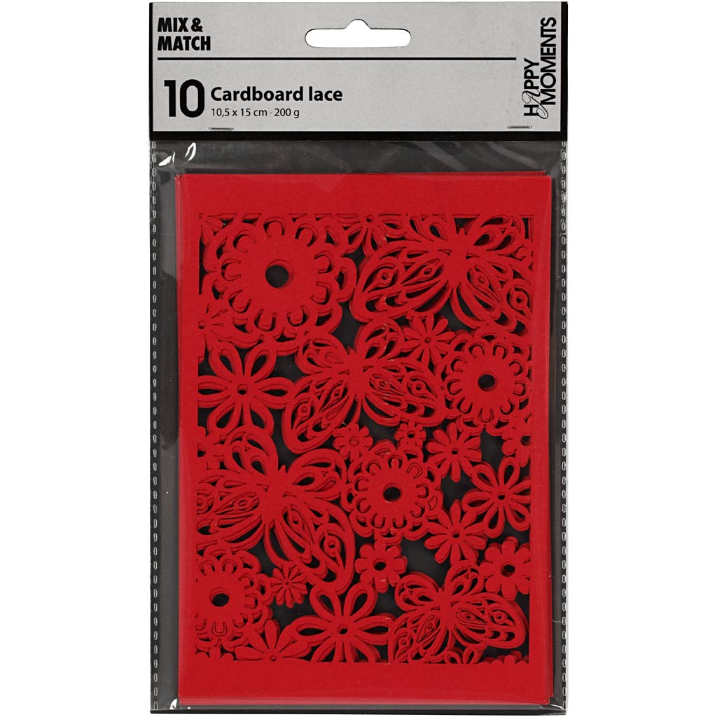 Pitsmustriline papp, leht 10,5x15 cm, 200 g, punane, 10 tk/ 1 pakk - Image 2