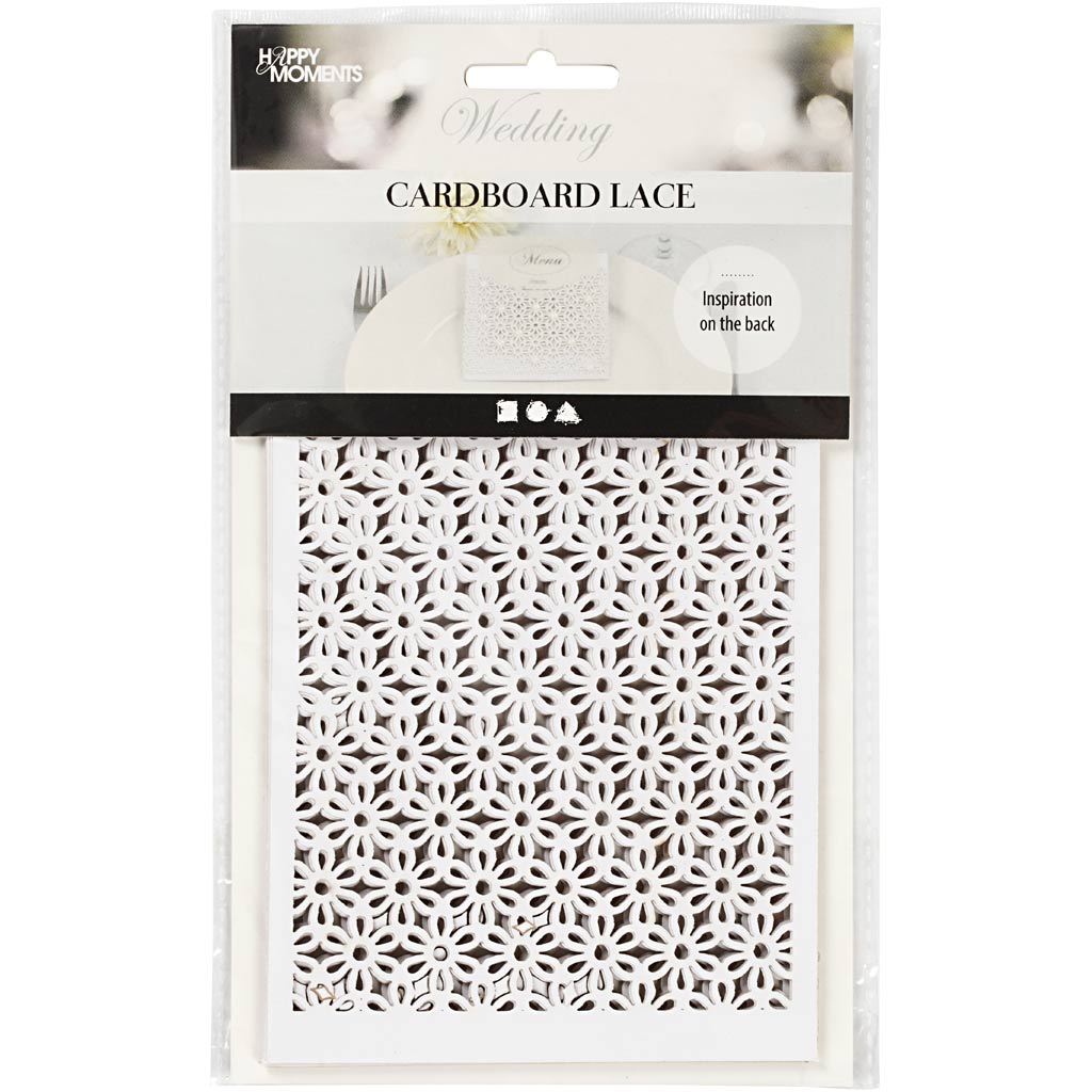 Pitsmustriline papp, leht 10,5x15 cm, 200 g, valge, 10 tk/ 1 pakk - Image 2