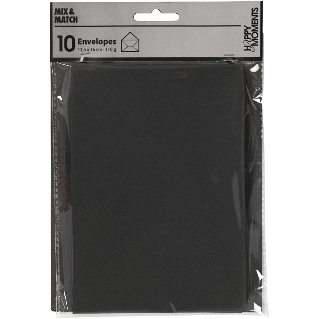 Ümbrikud, ümbriku suurus 11,5x16 cm, 110, must, 10 tk/ 1 pakk - Image 2