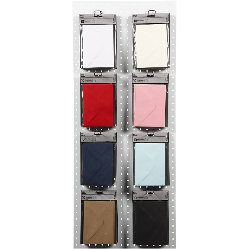 Ümbrikud, ümbriku suurus 11,5x16 cm, 110 g, must, sinine, punane, valge, 8x10 pakk/ 1 pakk