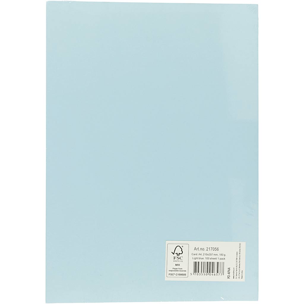 Kaardipaber, A4, leht 210x297 mm, 180 g, helesinine, 100 lehte/ 1 pakk - Image 3
