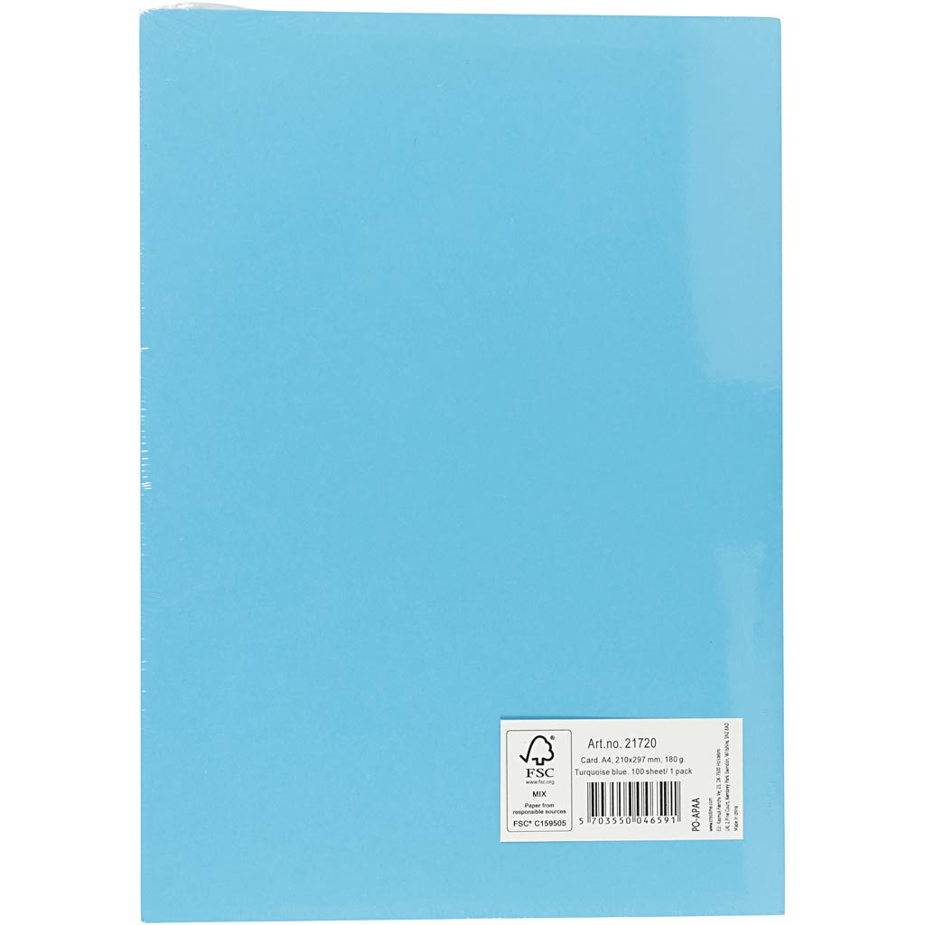 Kaardipaber, A4, leht 210x297 mm, 180 g, sinine, 100 lehte/ 1 pakk - Image 3