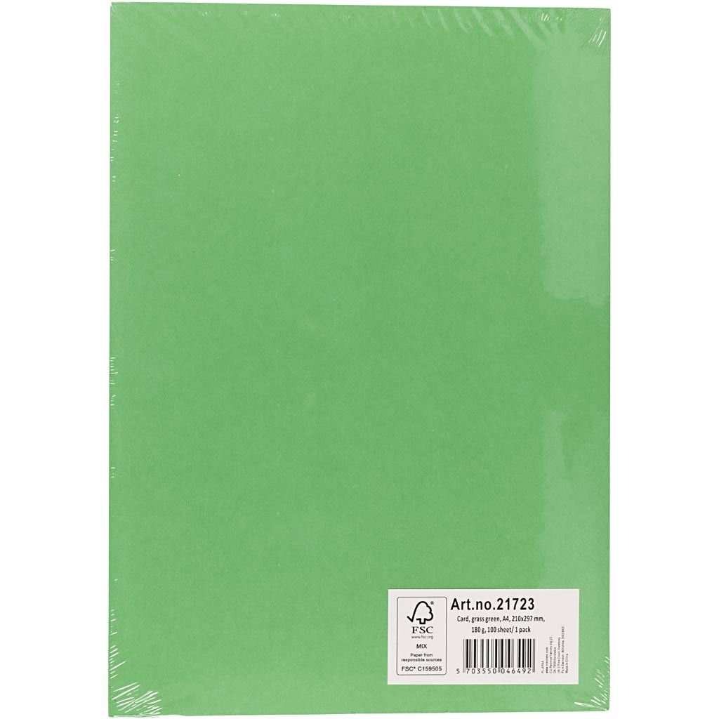 Kaardipaber, A4, leht 210x297 mm, 180 g, rohu roheline, 100 lehte/ 1 pakk - Image 3